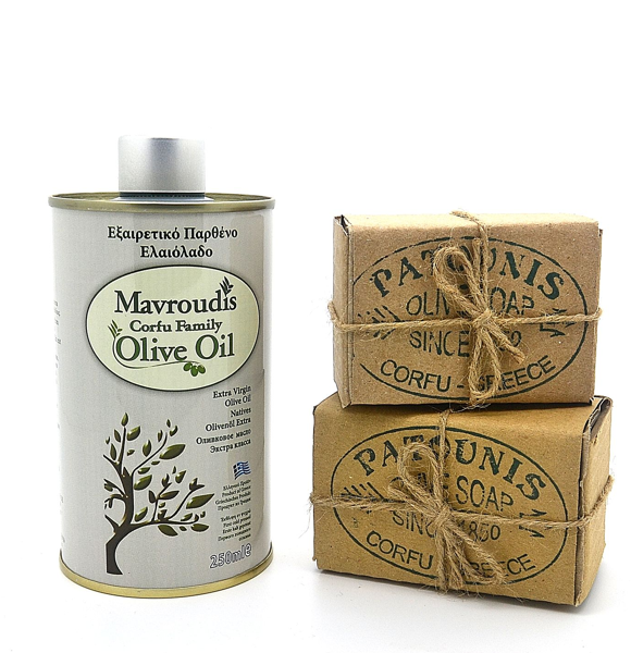 Geschenkbox Olivenöl und Olivenseifen