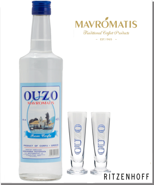 Ouzo Mavromatis - 700ml + 2 Ritzenhoff Ouzo Gläser