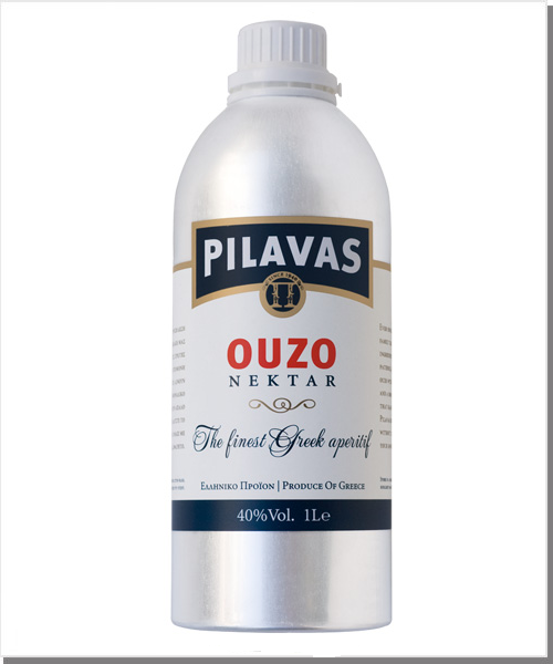 Ouzo Nektar Pilavas Aluminiumflasche - 1 Liter - 40%